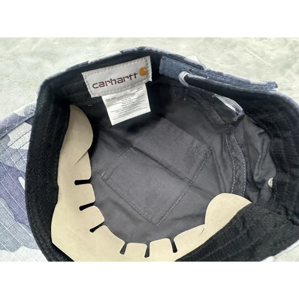 Carhartt Mens Blue Camo Military Cadet Hat Adjustable Ripstop Cap 101994 440 OS